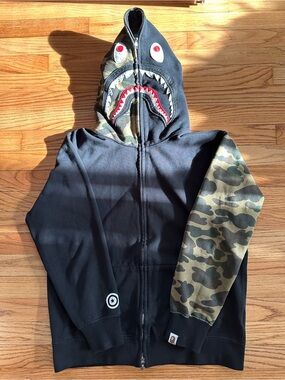 Discontinued Green & Black Camo Bape Shark Head Hoodie